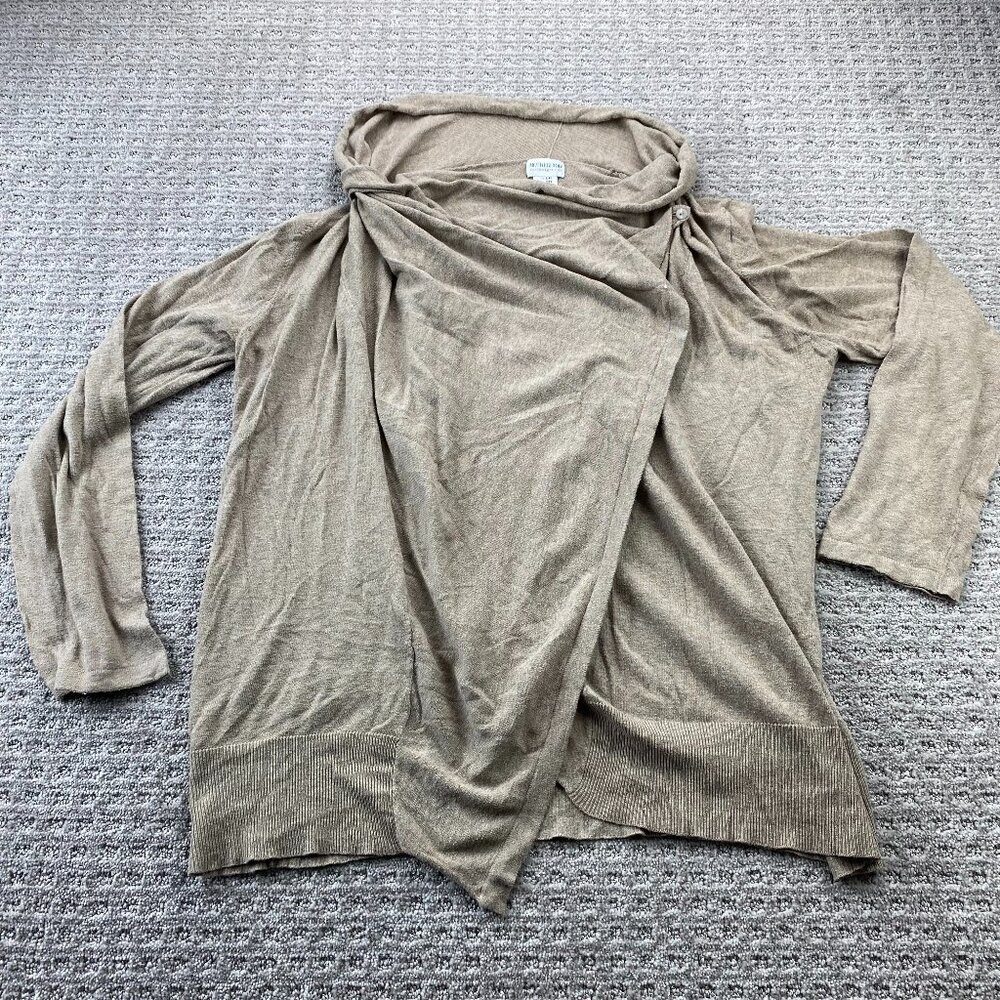 Motherhood Nursing Wear Wrap Around Button Shirt Long Sleeve Brown Women L/XL